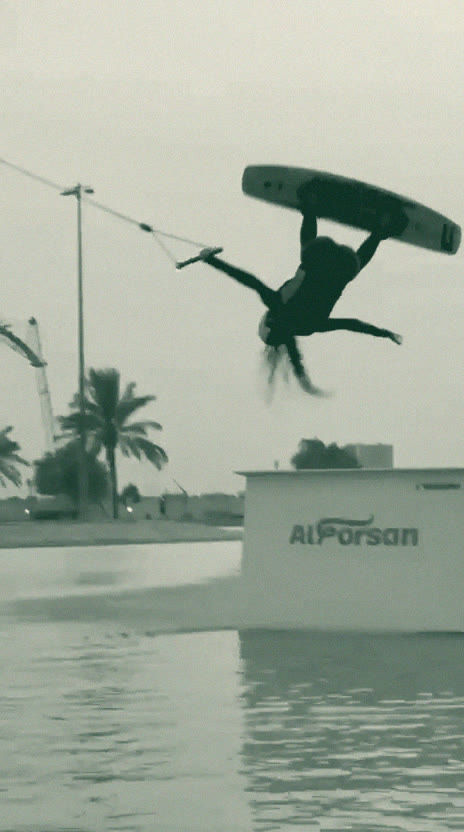Front flip: me going over, head toward the water