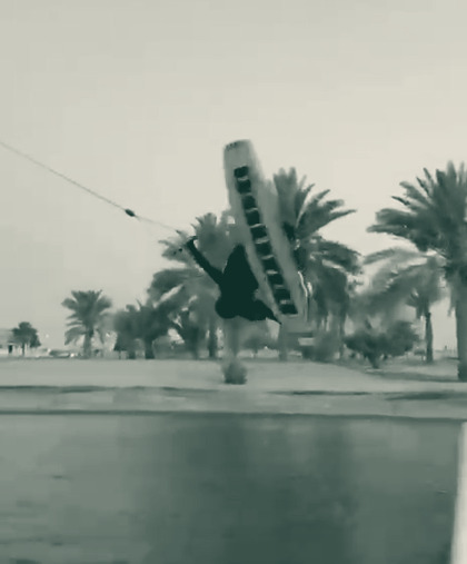 Me inverted in the air, board above me